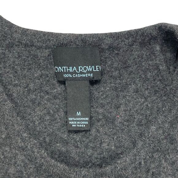 Cynthia Rowley 100% Cashmere Sweater Womens Medium Soft Gray 1/2 Sleeve Pockets - Picture 13 of 13